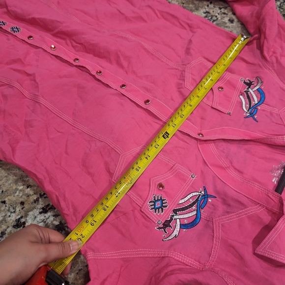 Wrangler 47 hot pink snap button embellished western top L - Picture 3 of 5